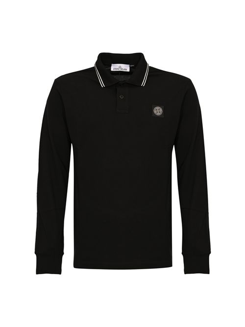 Polo maniche lunghe 2200012 in cotone pique Black STONE ISLAND | 2200012S0018V0029